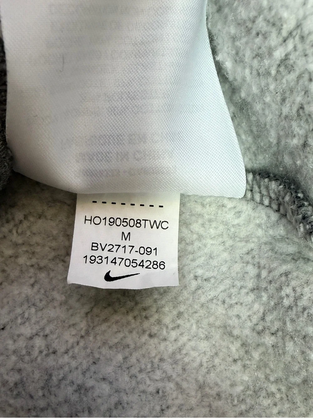 Nike Girls Club Fleece HBR Pullover Hoodie Gray Heather White Size M BV2717